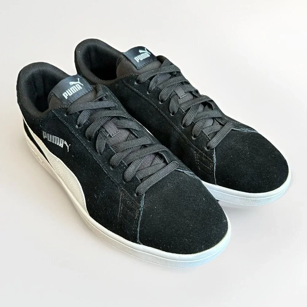 Puma Mens Puma Smash V2 Sneakers Size 12 Black White Silver 364989 01 EUC in Box
